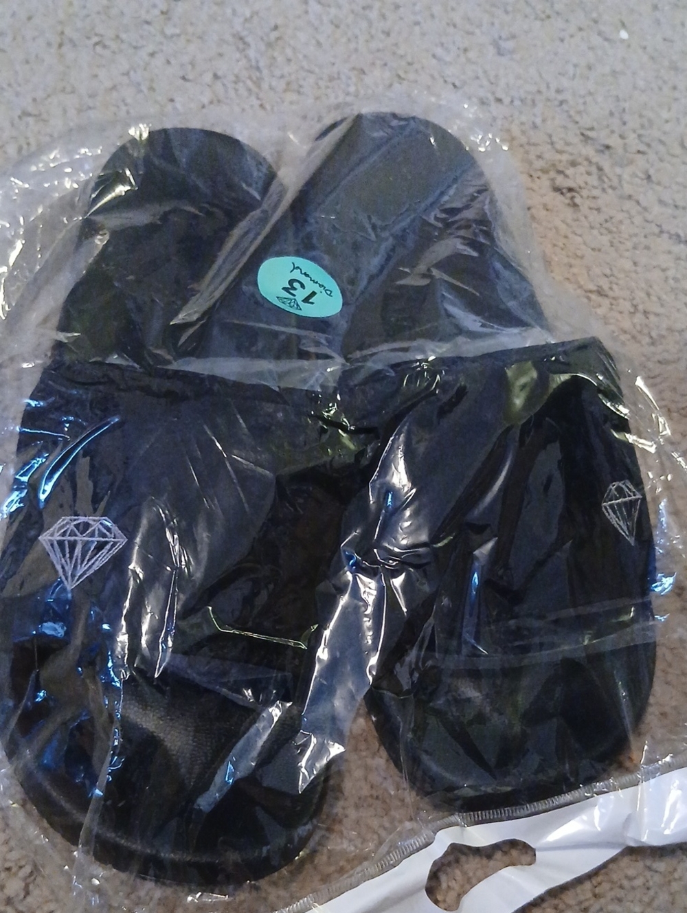 Diamond Supply Men's Black Slides (Size: 13)